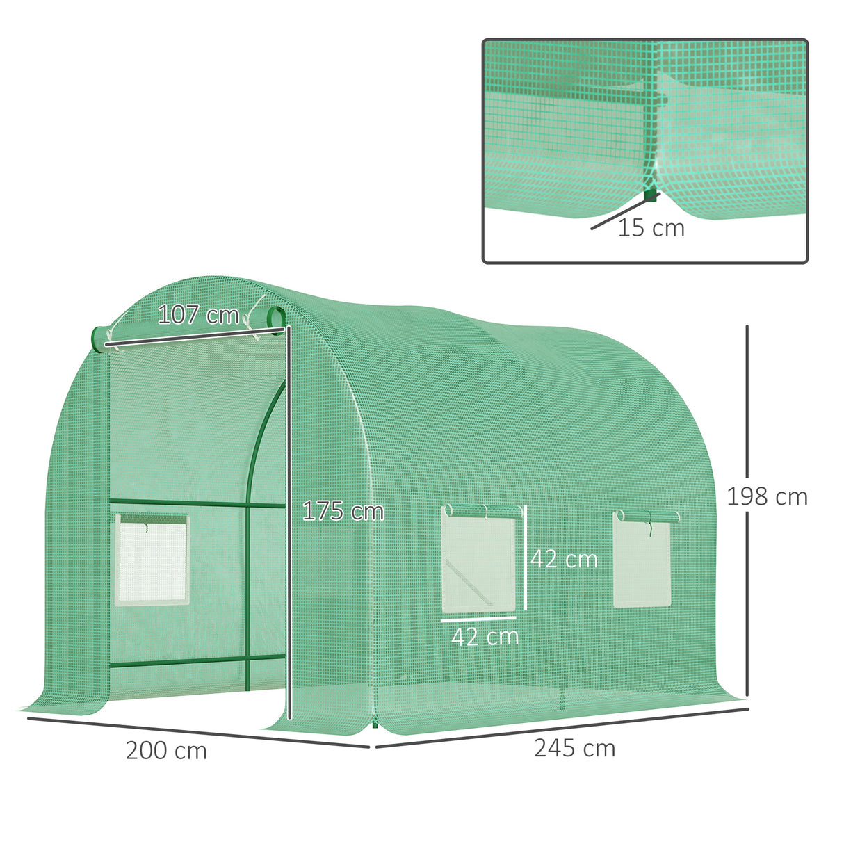 Steel Frame Garden Greenhouse 245cm Length - Velmora
