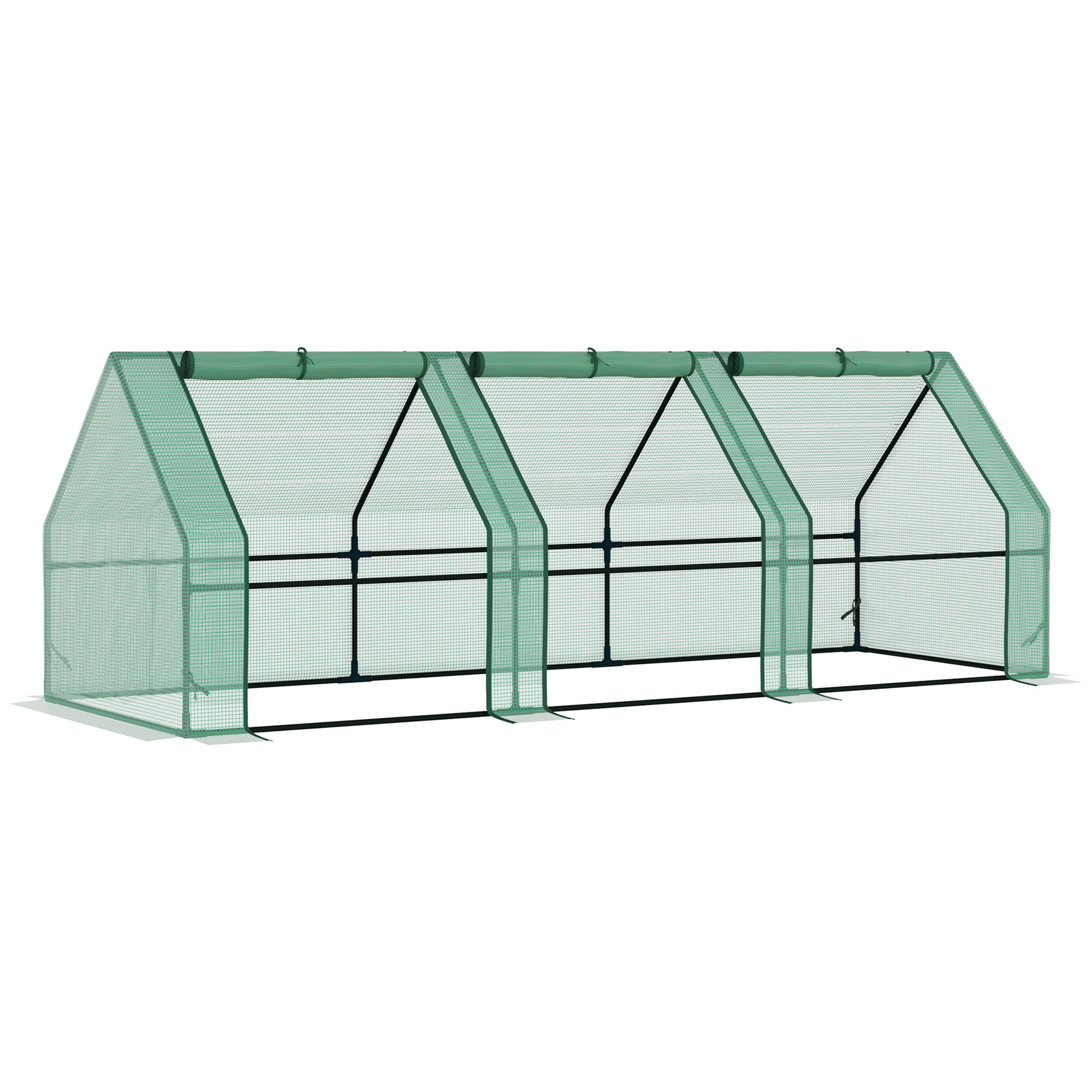 Steel Frame Garden Greenhouse 270cm Wide With Zipped Door - Velmora