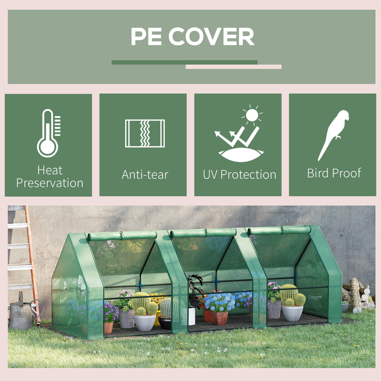 Steel Frame Garden Greenhouse 270cm Wide With Zipped Door - Velmora