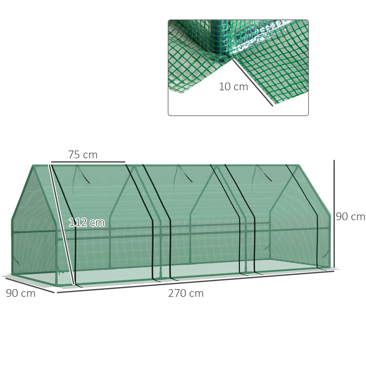 Steel Frame Garden Greenhouse 270cm Wide With Zipped Door - Velmora