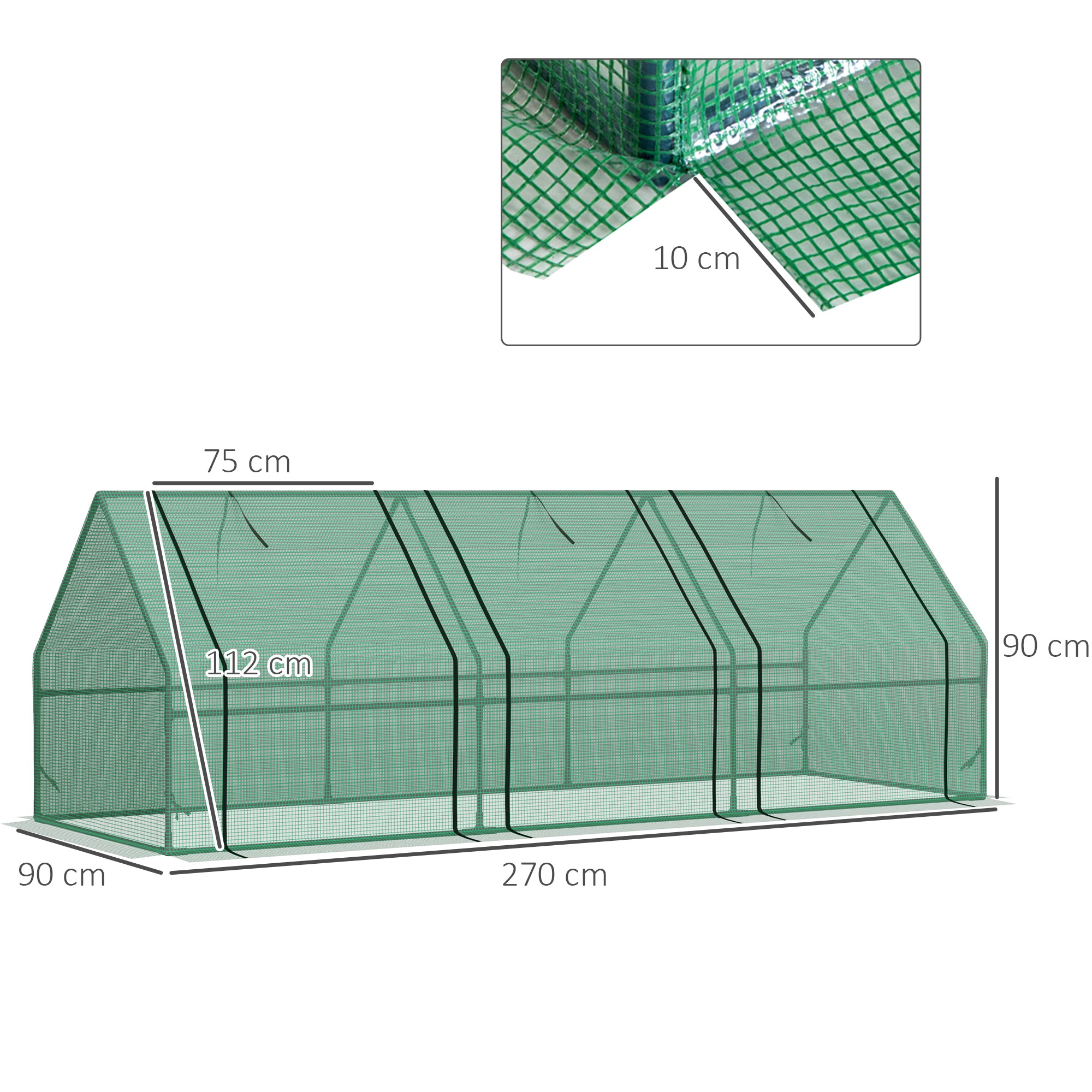 Steel Frame Garden Greenhouse 270cm Wide With Zipped Door - Velmora