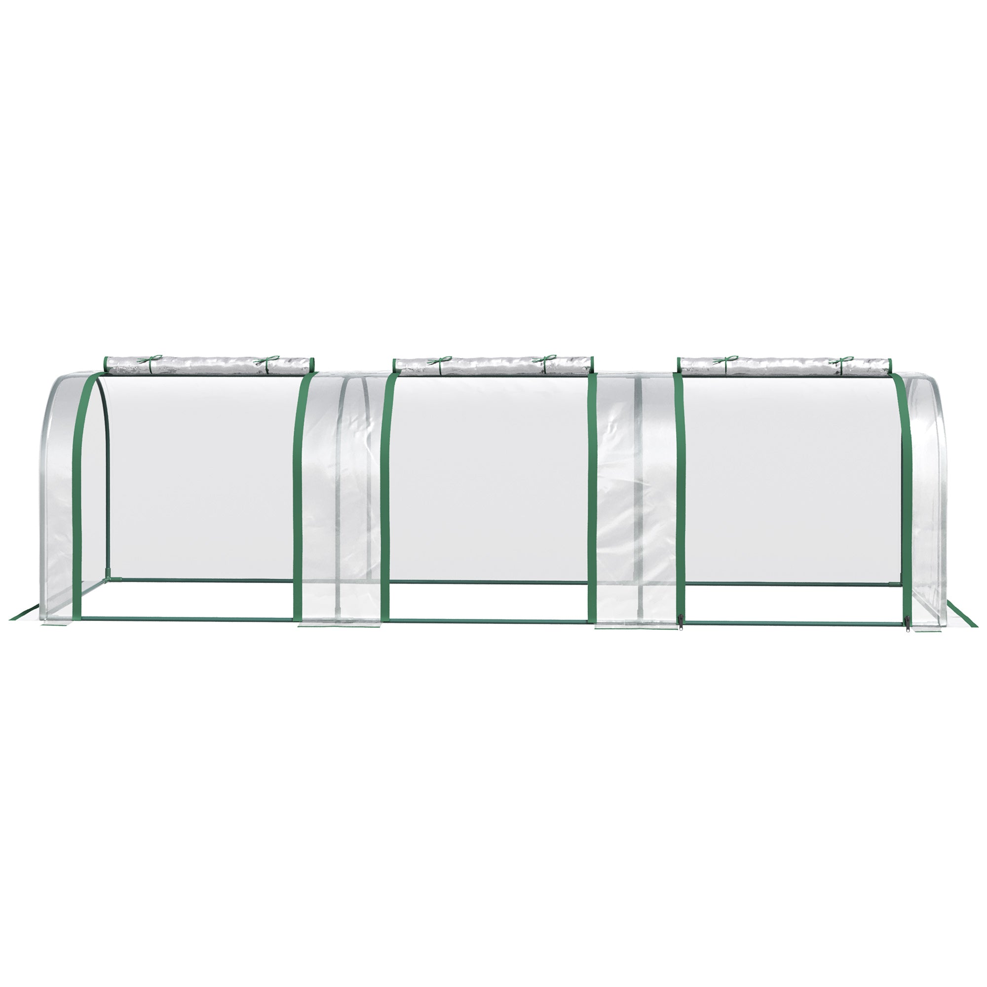 Steel Frame Garden Greenhouse 295cm Length With Zipped Doors - Velmora