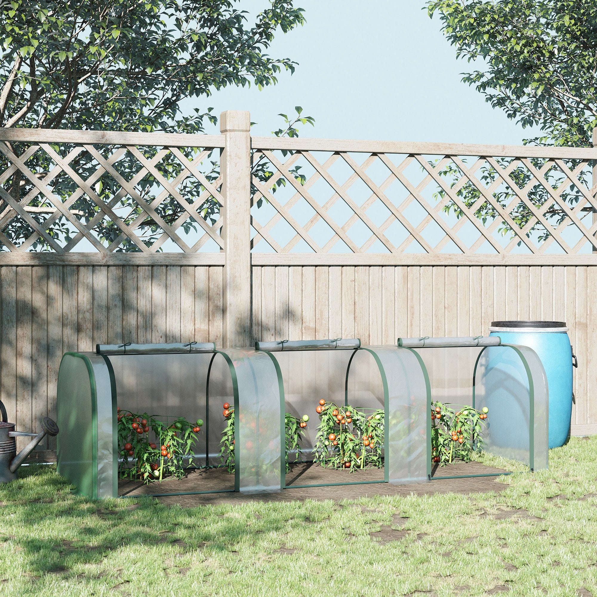 Steel Frame Garden Greenhouse 295cm Length With Zipped Doors - Velmora