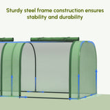 Steel Frame Garden Greenhouse 295cm Length With Zipped Doors - Velmora