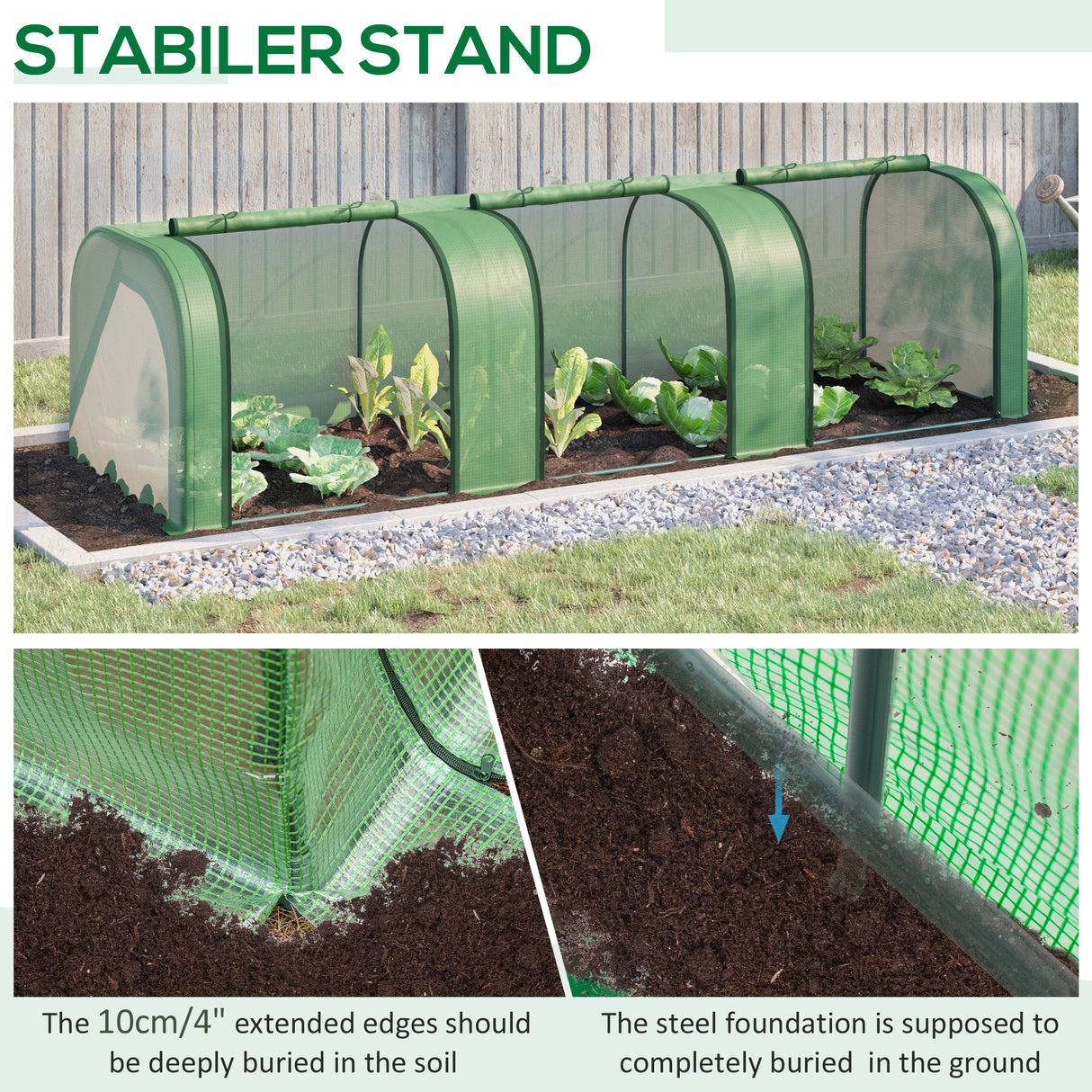 Steel Frame Garden Greenhouse 295cm Length With Zipped Doors - Velmora
