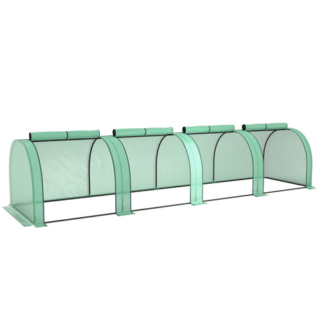Steel Frame Garden Greenhouse 395cm Length With Zipped Doors - Velmora