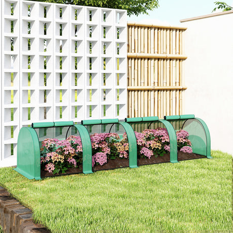 Steel Frame Garden Greenhouse 395cm Length With Zipped Doors - Velmora
