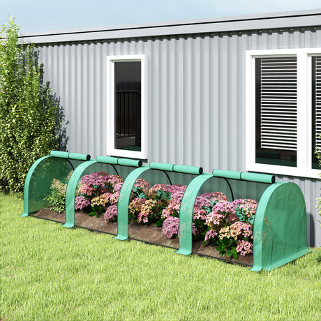 Steel Frame Garden Greenhouse 395cm Length With Zipped Doors - Velmora