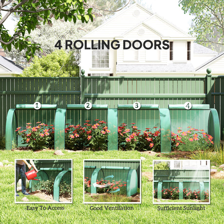 Steel Frame Garden Greenhouse 395cm Length With Zipped Doors - Velmora
