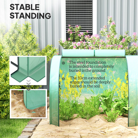 Steel Frame Garden Greenhouse 395cm Length With Zipped Doors - Velmora
