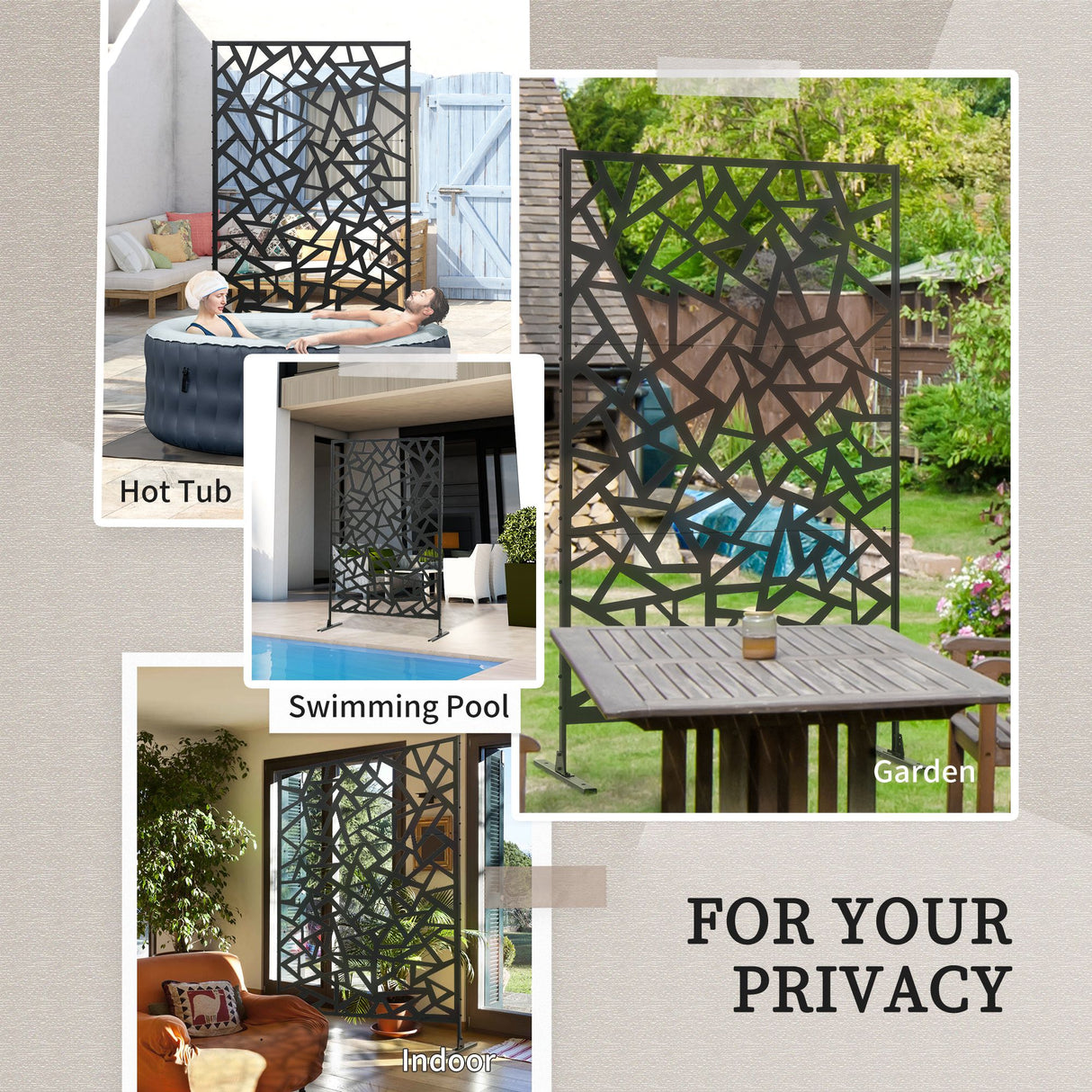 Steel Freestanding Garden Partition Screen With Stand 198cm Wide - Velmora