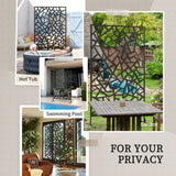 Steel Freestanding Garden Partition Screen With Stand 198cm Wide - Velmora