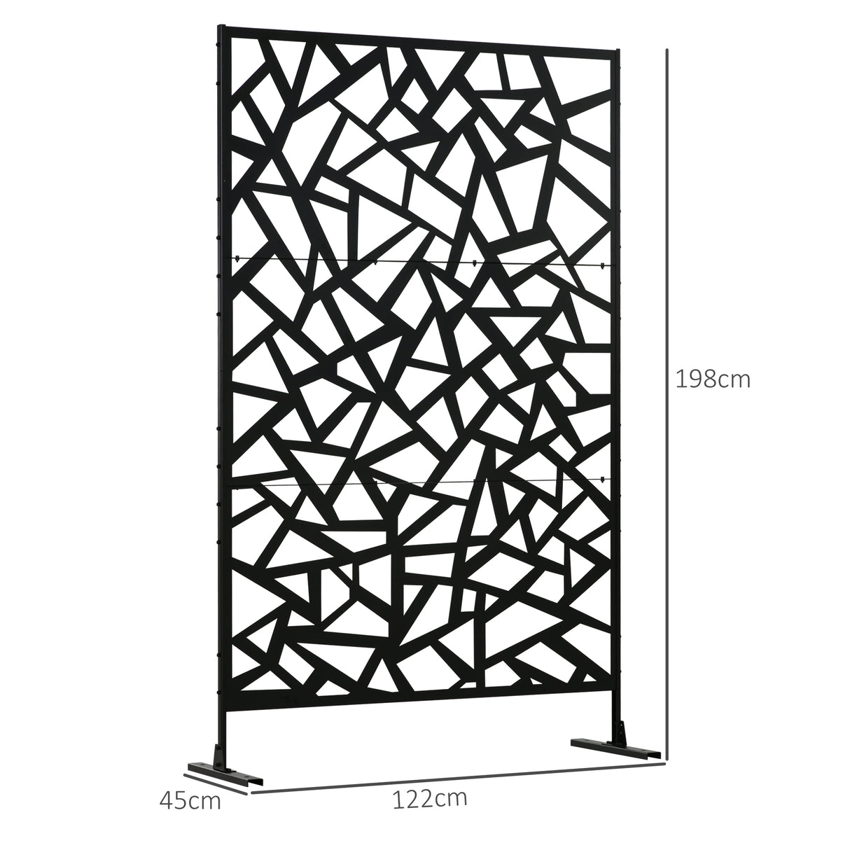 Steel Freestanding Garden Partition Screen With Stand 198cm Wide - Velmora