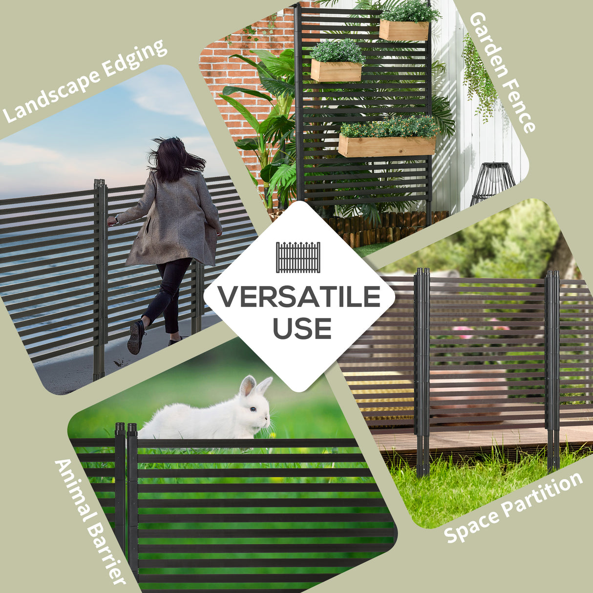 Steel Garden Fence With 2 Standing Ways 93cm Wide - Velmora