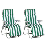 Steel Garden Sun Lounger in Set of 2 With Cushions With Adjustable Backrest - Velmora