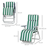 Steel Garden Sun Lounger in Set of 2 With Cushions With Adjustable Backrest - Velmora