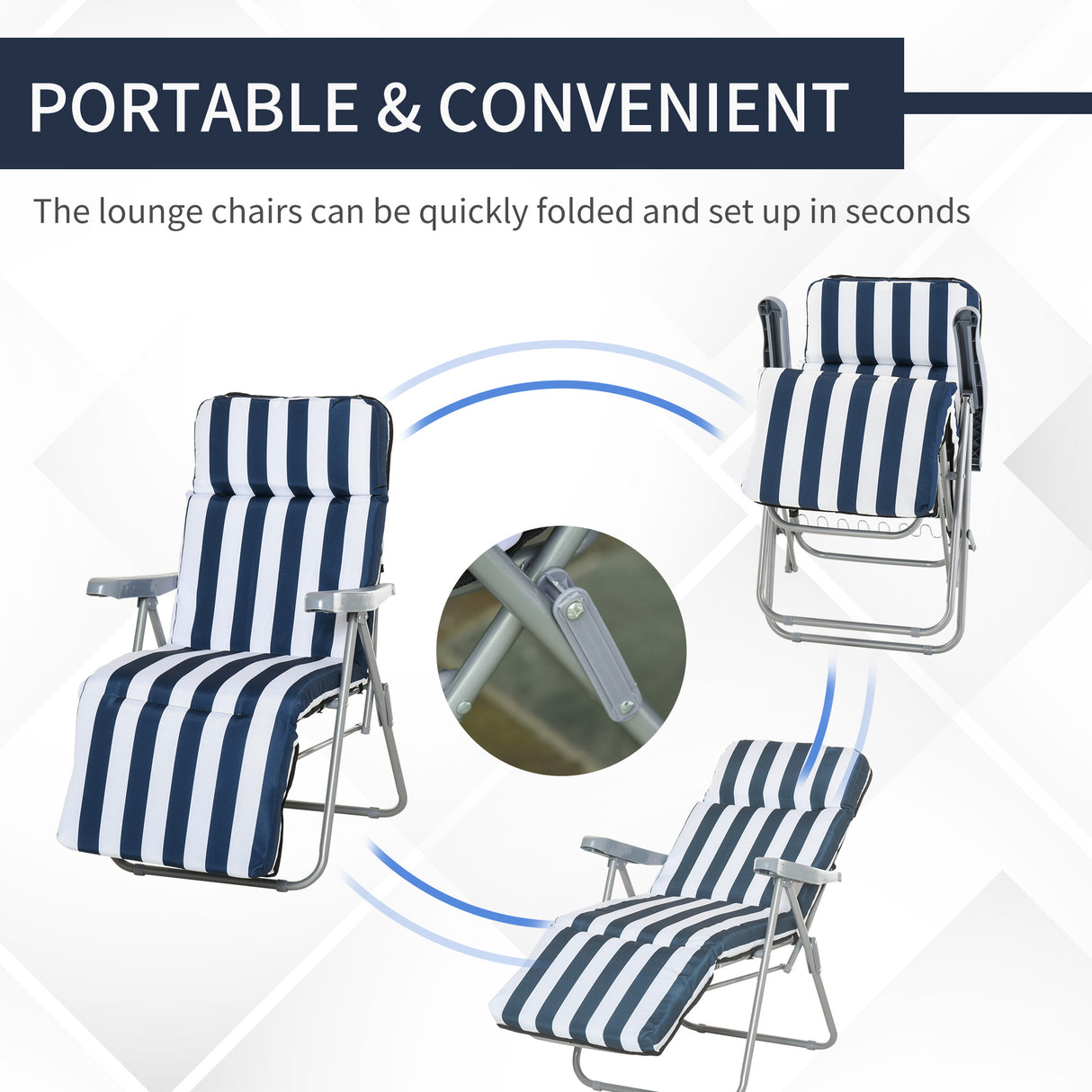 Steel Garden Sun Lounger in Set of 2 With Cushions With Adjustable Backrest - Velmora