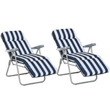 Steel Garden Sun Lounger in Set of 2 With Cushions With Adjustable Backrest - Velmora