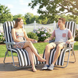 Steel Garden Sun Lounger in Set of 2 With Cushions With Adjustable Backrest - Velmora