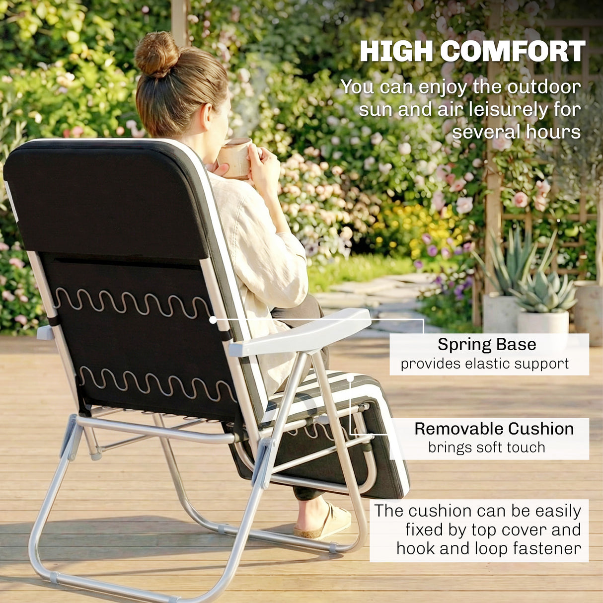 Steel Garden Sun Lounger in Set of 2 With Cushions With Adjustable Backrest - Velmora