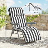 Steel Garden Sun Lounger in Set of 2 With Cushions With Adjustable Backrest - Velmora