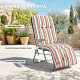 Steel Garden Sun Lounger in Set of 2 With Cushions With Adjustable Backrest - Velmora