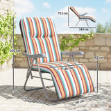 Steel Garden Sun Lounger in Set of 2 With Cushions With Adjustable Backrest - Velmora