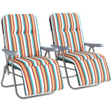 Steel Garden Sun Lounger in Set of 2 With Cushions With Adjustable Backrest - Velmora