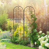 Steel Garden Trellis 50cm Wide in Set Of 2 Floral Design - Velmora