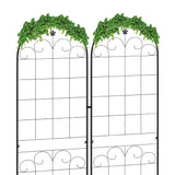 Steel Garden Trellis 50cm Wide in Set Of 2 Floral Design - Velmora
