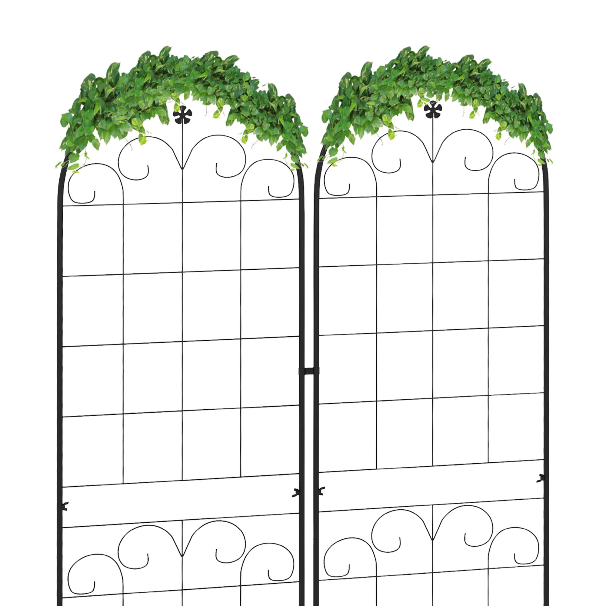 Steel Garden Trellis 50cm Wide in Set Of 2 Floral Design - Velmora
