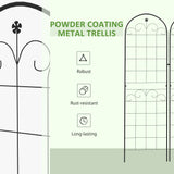 Steel Garden Trellis 50cm Wide in Set Of 2 Floral Design - Velmora