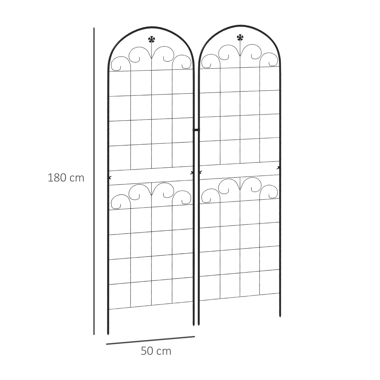Steel Garden Trellis 50cm Wide in Set Of 2 Floral Design - Velmora
