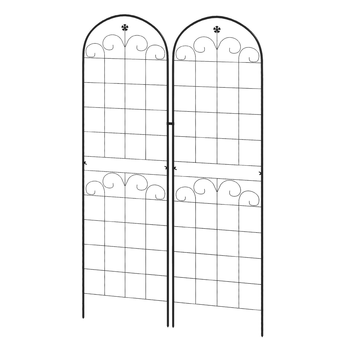 Steel Garden Trellis 50cm Wide in Set Of 2 Floral Design - Velmora