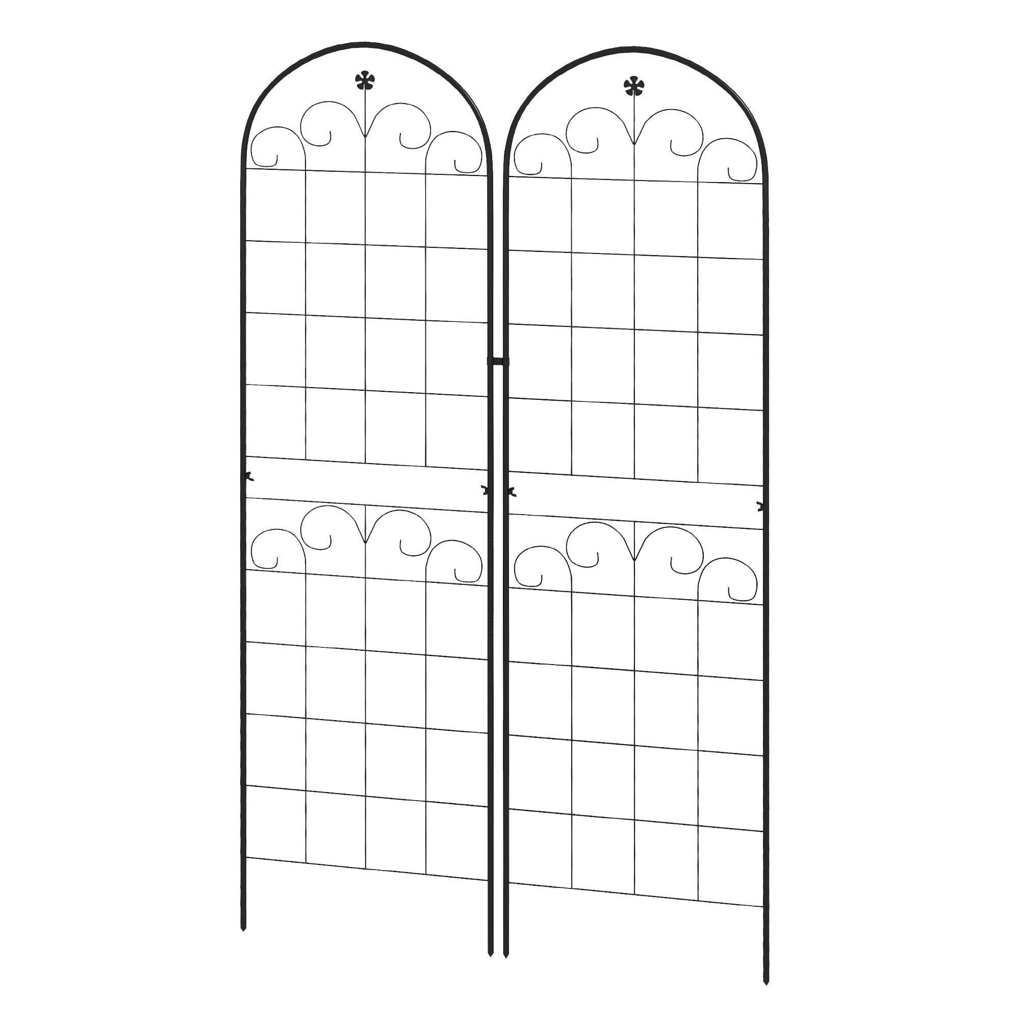 Steel Garden Trellis 50cm Wide in Set Of 2 Floral Design - Velmora