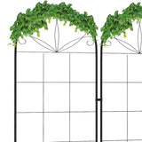 Steel Garden Trellis 50cm Wide in Set Of 2 Grid Design - Velmora