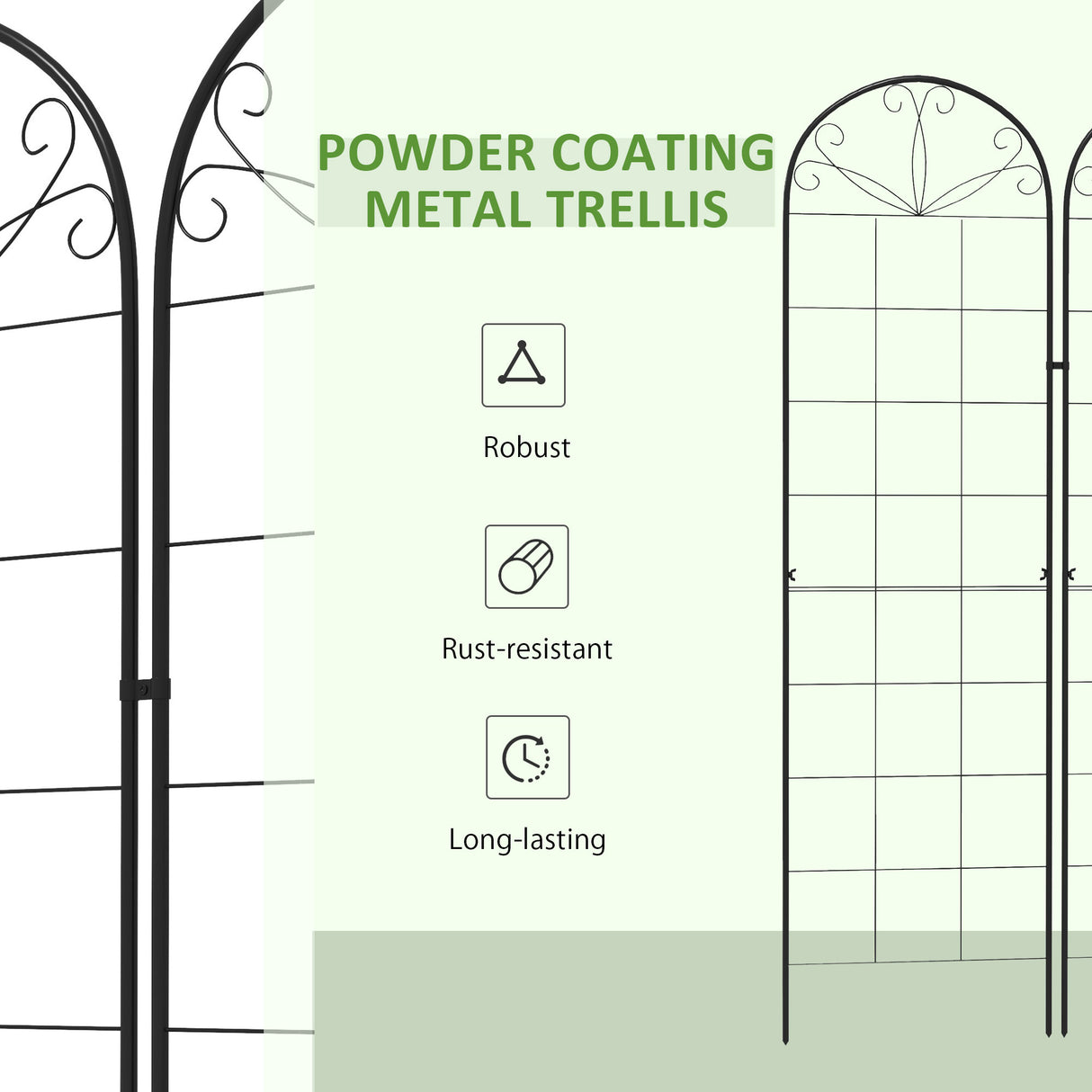 Steel Garden Trellis 50cm Wide in Set Of 2 Grid Design - Velmora