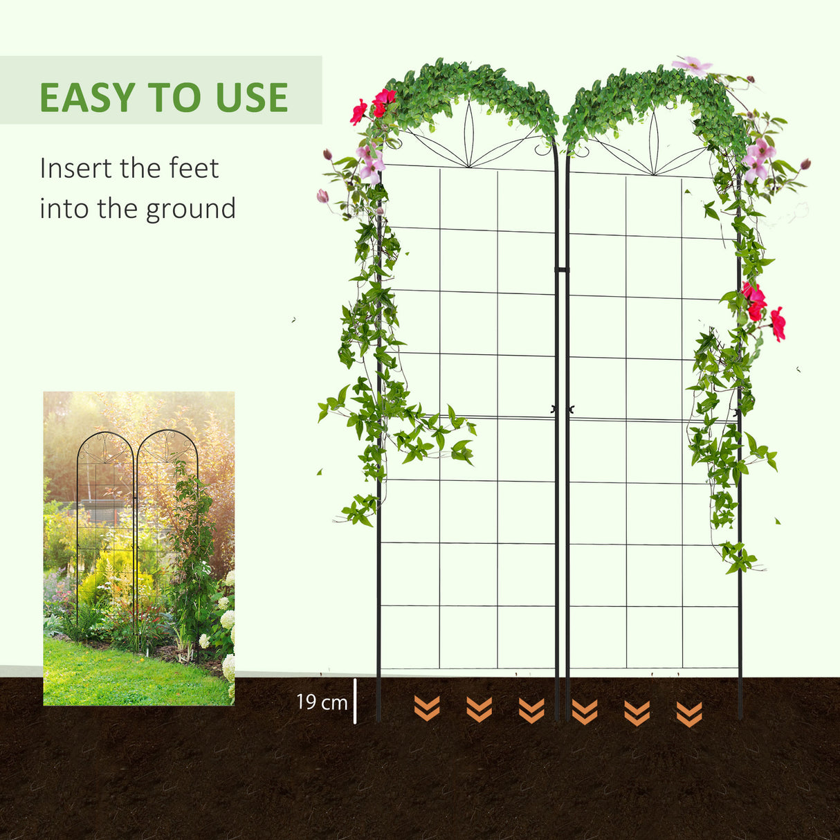 Steel Garden Trellis 50cm Wide in Set Of 2 Grid Design - Velmora