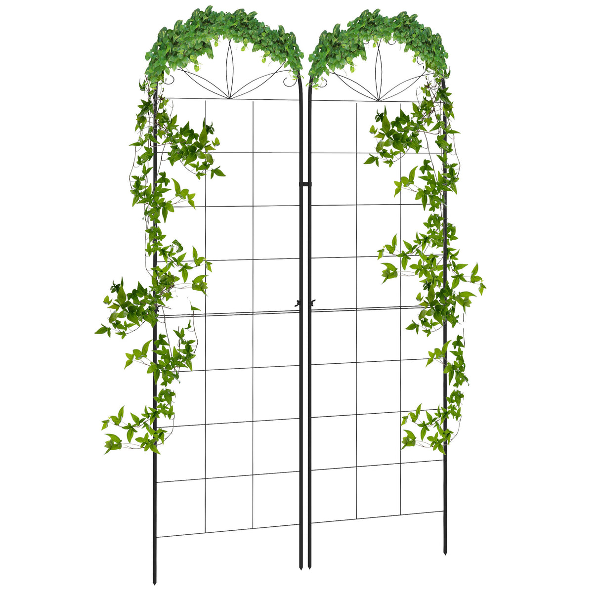 Steel Garden Trellis 50cm Wide in Set Of 2 Grid Design - Velmora