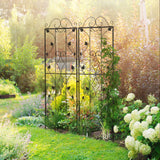 Steel Garden Trellis 50cm Wide in Set Of 2 Leaf Design - Velmora