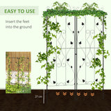Steel Garden Trellis 50cm Wide in Set Of 2 Leaf Design - Velmora