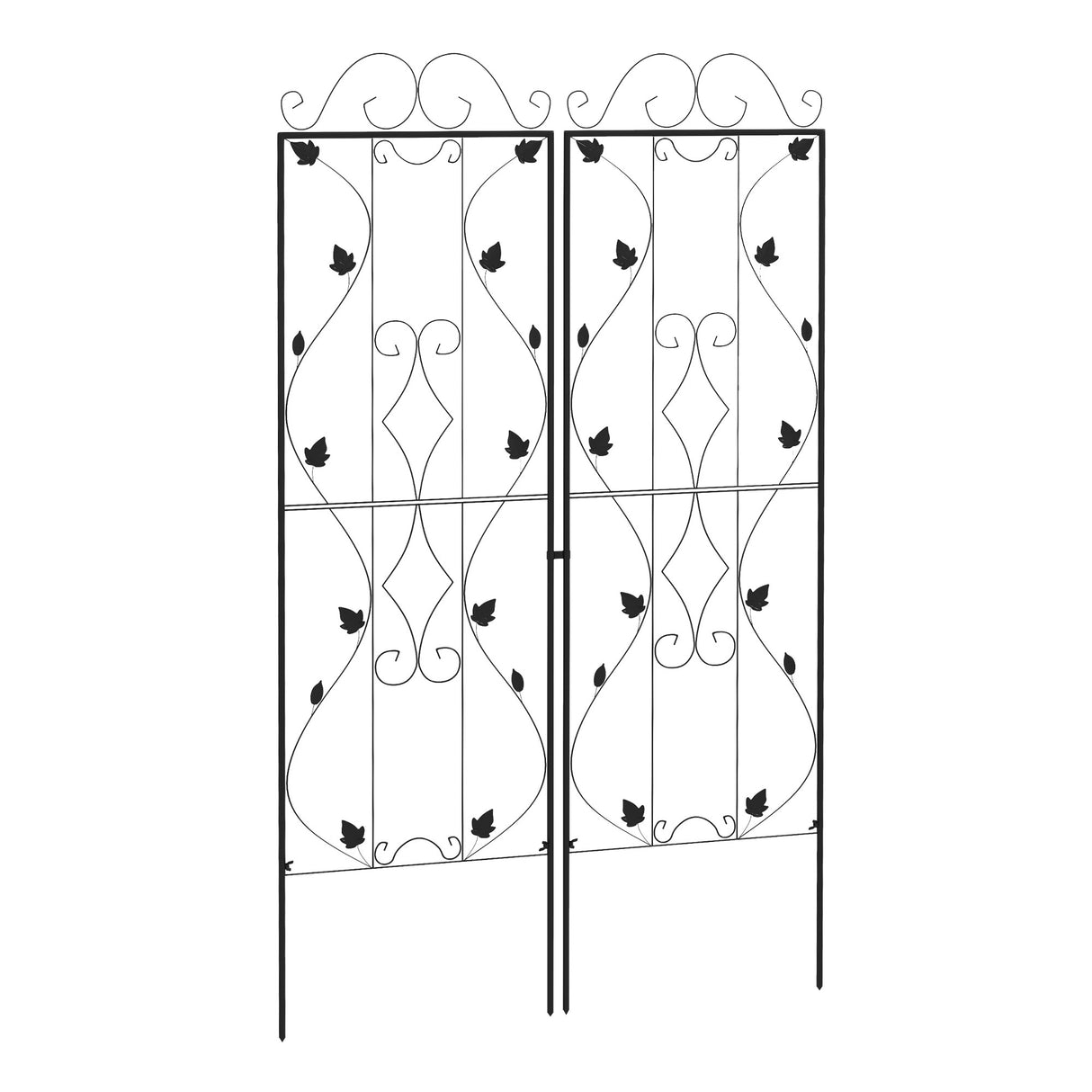 Steel Garden Trellis 50cm Wide in Set Of 2 Leaf Design - Velmora