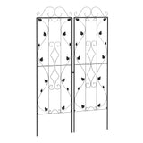 Steel Garden Trellis 50cm Wide in Set Of 2 Leaf Design - Velmora