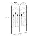 Steel Garden Trellis 50cm Wide in Set Of 2 Scrolls Design - Velmora