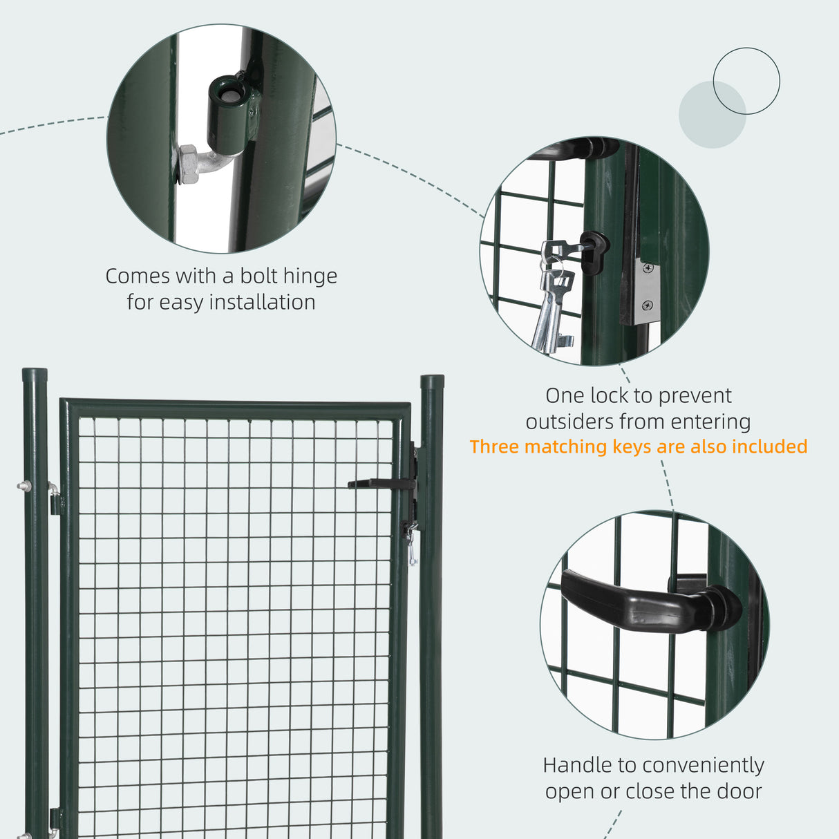 Steel Green Garden Gate With Lock And 3 Keys 97cm Wide - Velmora