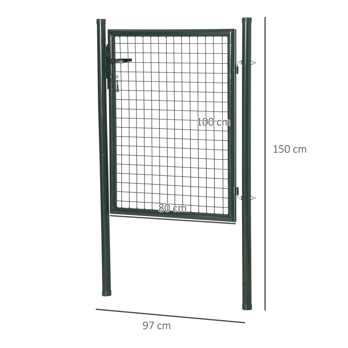 Steel Green Garden Gate With Lock And 3 Keys 97cm Wide - Velmora