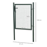 Steel Green Garden Gate With Lock And 3 Keys 97cm Wide - Velmora