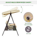 Steel Hammock 3 Seater Swing Chair With Canopy Cushion Shelter - Velmora