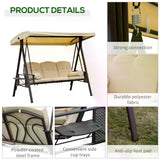 Steel Hammock 3 Seater Swing Chair With Canopy Cushion Shelter - Velmora