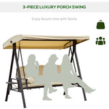Steel Hammock 3 Seater Swing Chair With Canopy Cushion Shelter - Velmora